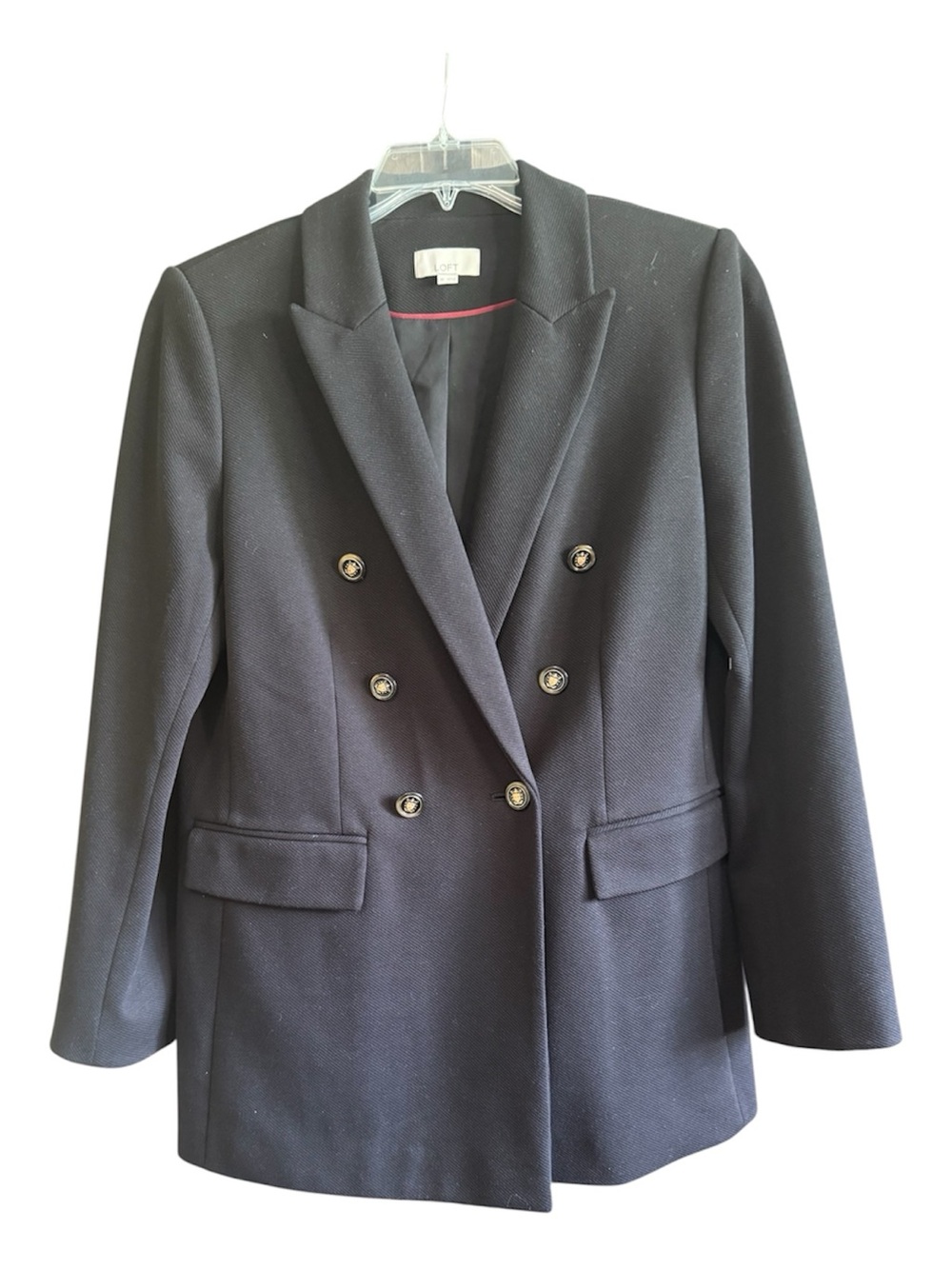 LOFT Double-Breasted Black Blazer with Gold Buttons - Never Worn